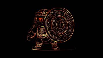 Neon frame effect, Superhero with a Shield on black background video