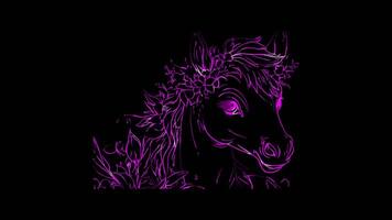 Neon frame effect, centaur with a friendly face on black background video