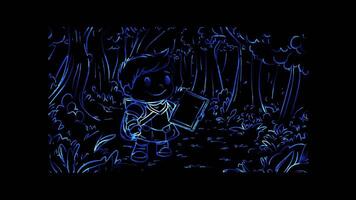 Neon frame effect,Cheerful Knight on a Quest on black background video