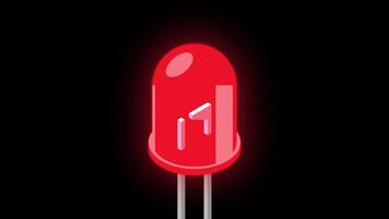 Red led isometric animation. LED semiconductor composition. Light emitting diode. Electronic component in isometric style. Transparent background with alpha channel video
