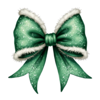 green bow with fluffy white edges is adorned with small stars, giving it a festive and almost magical appearance. cutouts png