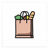 Groceries color icon illustration. Vegetables in paper box logo design. vector