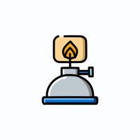 Camping torch symbol in flat style. Burner color icon illustration. vector