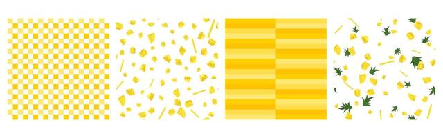 Seamless pattern with pineapples and plaid tartan yellow color background vector
