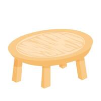 Wooden round table in flat design. Small coffee tabletop for backyard. illustration isolated. vector