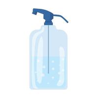 Water bottle with siphon in flat design. Sparkling mineral drink tool. illustration isolated. vector