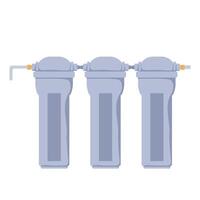 Water purification filters system in flat design. Filtration supply process. illustration isolated. vector