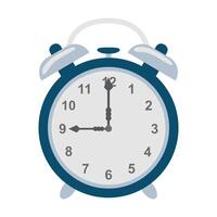 Retro alarm clock in flat design. Round shape clock with morning bell. illustration isolated. vector