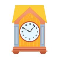 House clock in flat design. Vintage mechanical clock with dial and hands. illustration isolated. vector