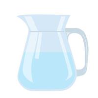 Water in glass jar in flat design. Clear and fresh drink in pitcher. illustration isolated. vector