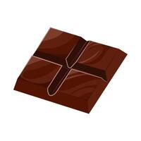 Chocolate bar piece in flat design. Portion slice of dark cocoa dessert. illustration isolated. vector