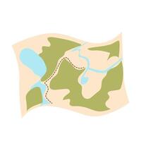 Hiking map in flat design. Cartography navigation at camping journey. illustration isolated. vector