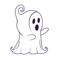 Halloween cute ghost in flat design. Spooky spirit in mask flying and scaring. illustration isolated. vector