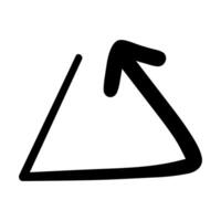 Single hand draw black and white arrow up in doodle, flat style isolated on white background. illustration sketch design element.Icons shape triangle. vector
