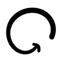 Single hand draw black and white arrow down in shape circle. flat illustration sketch design element.Icons in doodle style isolated on white background. vector
