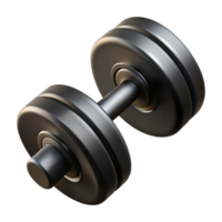 A 3D render of a black metal dumbbell png