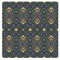 A green and blue pattern with ornate designs vector