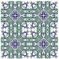 A blue and green pattern with flowers vector