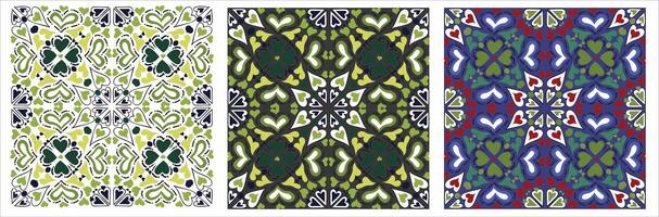 Three different patterns with geometric designs vector