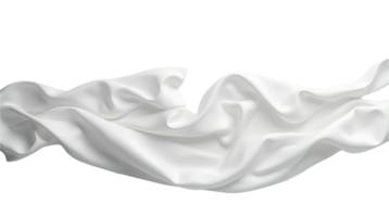 Floating elegant white fabric, cut out transparent background smooth wave decoration textile silky flowing and winding shape flutter on wedding png