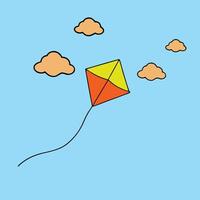 A kite flying in the sky with clouds vector
