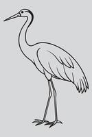 A drawing of a crane on a gray background vector