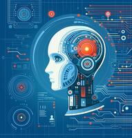 AI technology background, robot AI chip processor. vector