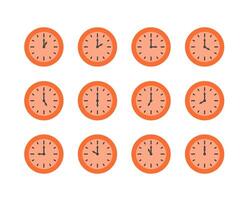 Summer clock icon design with peach or orange. Collection of fruit icons of time. vector