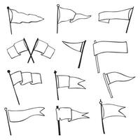Hand drawn flags. Monochrome labels. Wanderlust style pennants vector