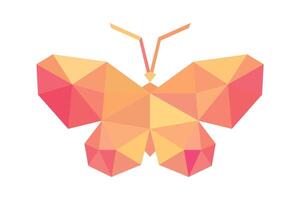 Mosaic triangle design of red butterfly. 3D style on butterfly for emblem, broach, and design element. vector