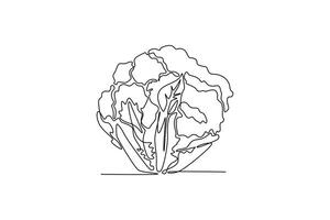 Continuous one line drawing whole healthy organic cauliflower for groceries shop logo identity. Fresh brassica oleracea concept for vegetable icon. Single line draw design graphic illustration vector