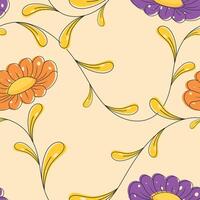 Vibrant floral and leaf pattern in modern style vector