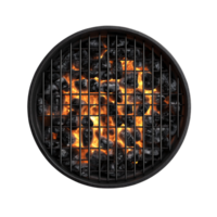 A grill with charcoal and fire on it png
