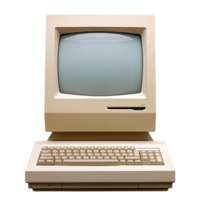 An old computer with a keyboard and monitor png