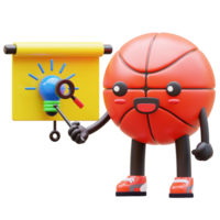 3D Basketball Character Teaching Alphabet And Graphs Suitable For Education And Learning Concepts png