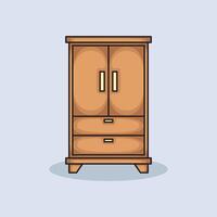 Bed Wardrobe Cupboard design illustration and icon for website, digital and print vector