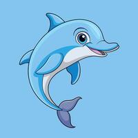 a cartoon dolphin on a blue background vector