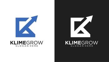 Modern growth square logo design . Abstract arrow shapes logo design in initial letter K graphic illustration. Symbol, icon, creative template element vector