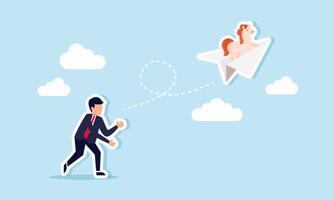 A businessman throws a paper airplane carrying a unicorn into the sky, illustrating promotion or support from partners to boost the valuation of a unicorn startup. vector