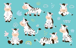 cute zebra element object for kid design vector