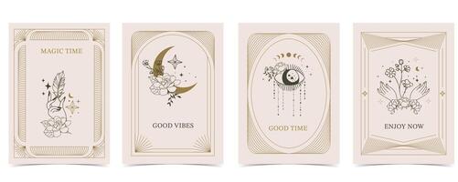 Boho invitation card with eye and moon vector