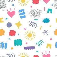 shape paper cut out seamless pattern on square white background vector