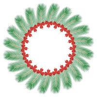 Pine twigs with ribbon bow Abstract Circle Christmas and New Year Frame border with copy space. Isolated illustration Thematic cards, greeting or invitation, poster, flyer, banner or web, promo vector