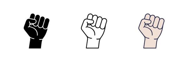 set of Raised fist - symbol of victory, strength, power and solidarity flat icons for apps and websites vector