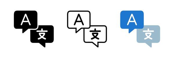 Language translation sign icon set. Dictionary. For mobile app. Isolated on white background vector