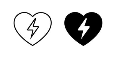 Set of AED emergency defibrillator icon sign symbol. First aid Automated external defibrillator. vector