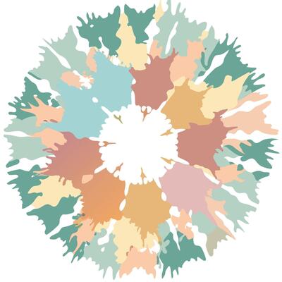 A circular design with many different colors