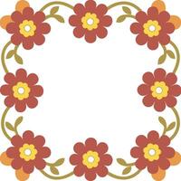 A flower frame with red and yellow flowers vector
