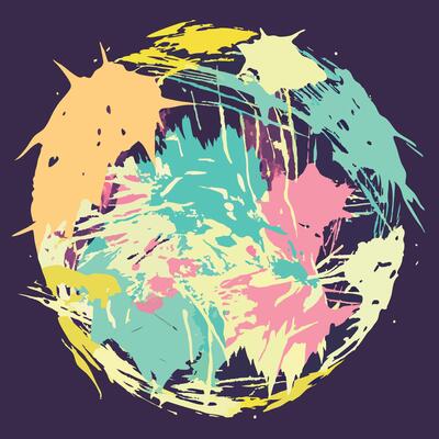 A colorful abstract painting of a sphere