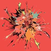 Abstract explosion of paint on red background vector